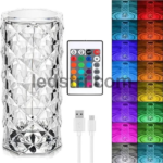 Настільна лампа RGB Кришталева Рожева Атмосфера 19.5 см 16 кольорових режимів з вбудованим акумулятором
