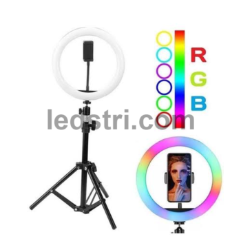LED кільцева лампа для селфі з тримачем для телефону RGB MJ-33см + ТРИПОД. Студійне світло