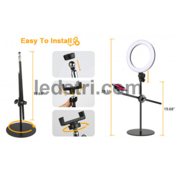 Комплект кільцевої лампи LED 360 Veron F-537S 10" 3300K - 6000K з тримачем, пультом та штативом.
