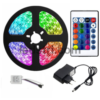 Комплект Світлодіодна стрічка багатокольорова 3528 RGB комплект 5м з пультом - Новинка