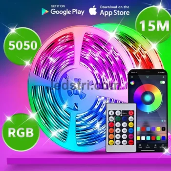 Світлодіодна стрічка RGB 5050, 15 Метрів, Блютуз, від ЮСБ