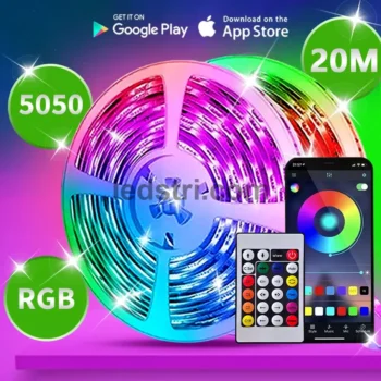 Світлодіодна стрічка RGB 5050, 20 Метрів, Блютуз, від ЮСБ