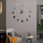 Великий настінний 3D годинник 90 см чорний сірий ZH00210