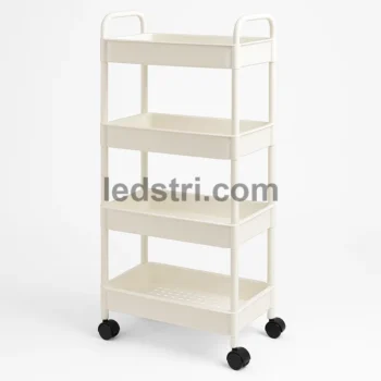 Етажерка на колесах 4 полиці підлогова біла Storage rack