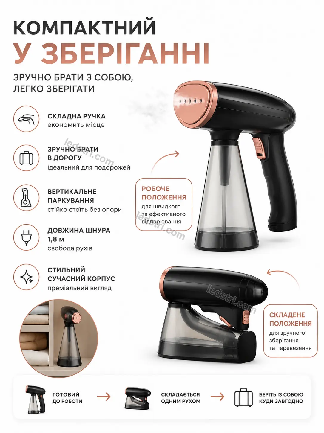 Переваги ручного відпарювача