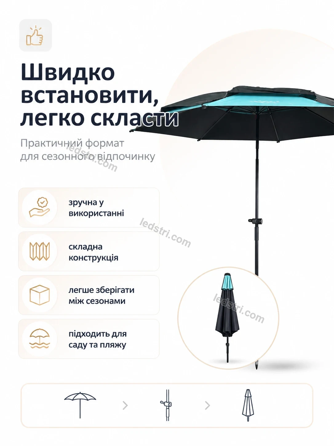 ✨ Зонт садовый плажный Brisk Mini Calm - використання