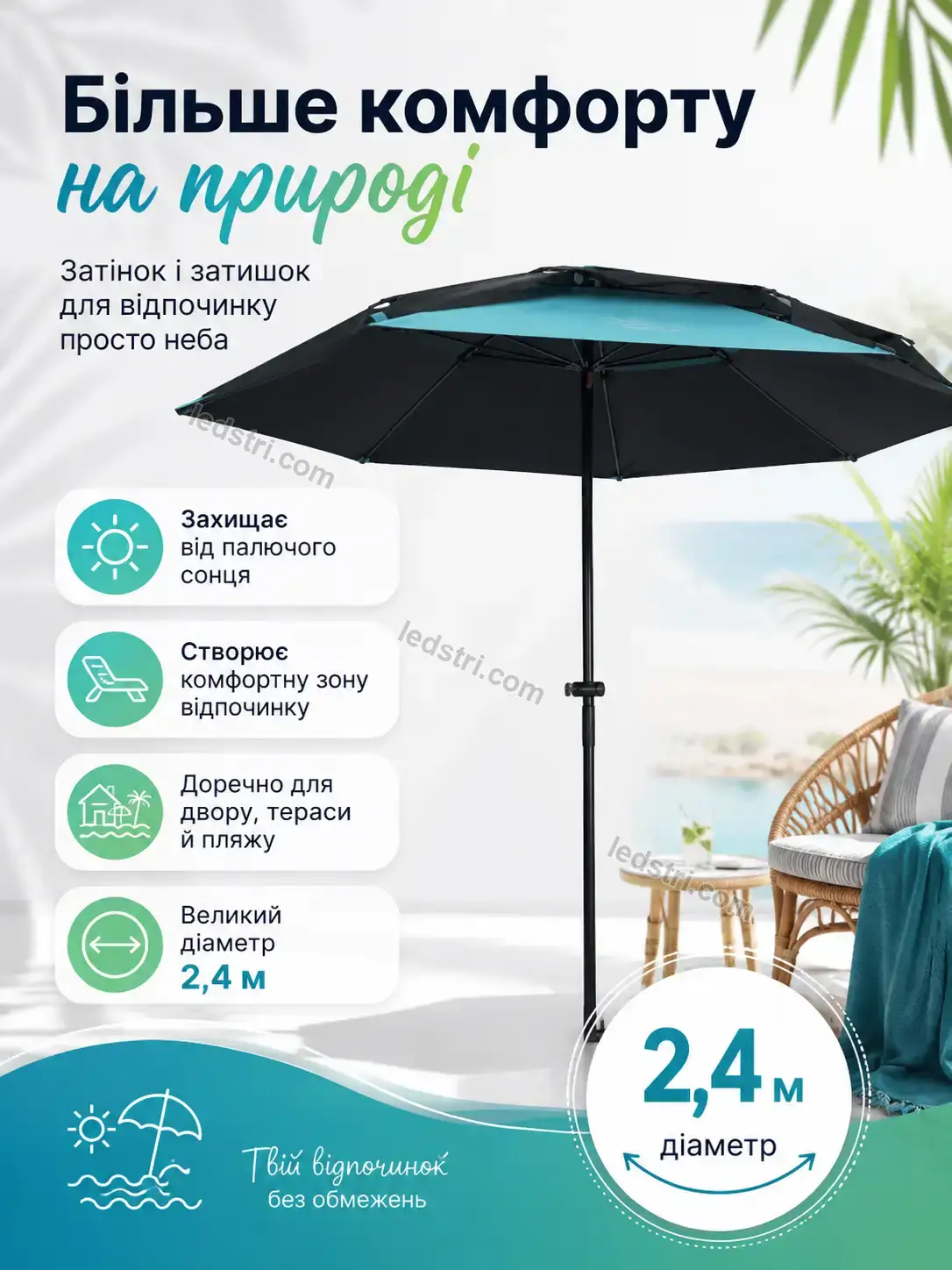 ✨ Зонт садовый плажный Brisk Mini Calm - фото
