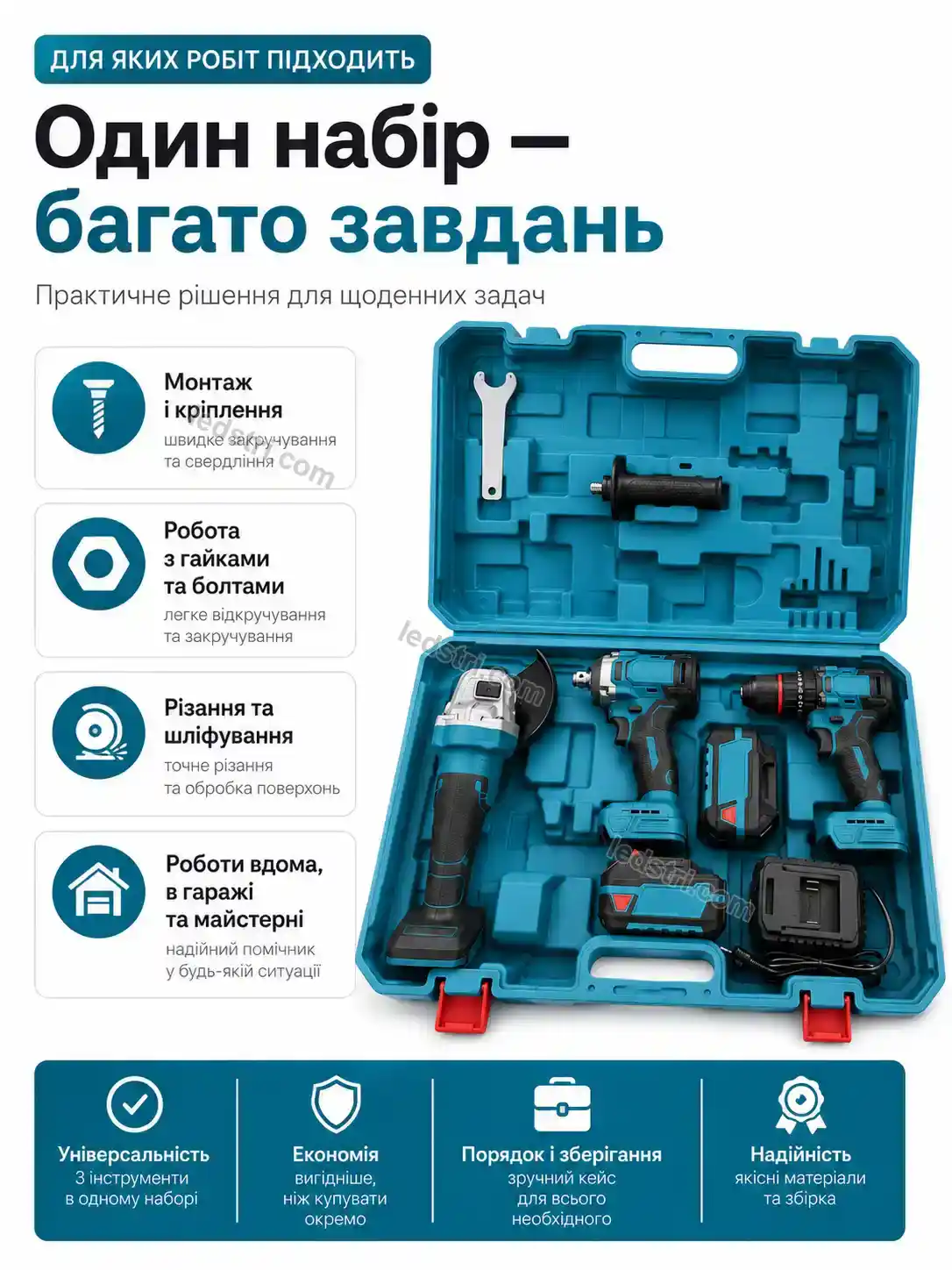 🔧 Набір акумуляторних інструментів Nordi Fresh Calm - деталі
