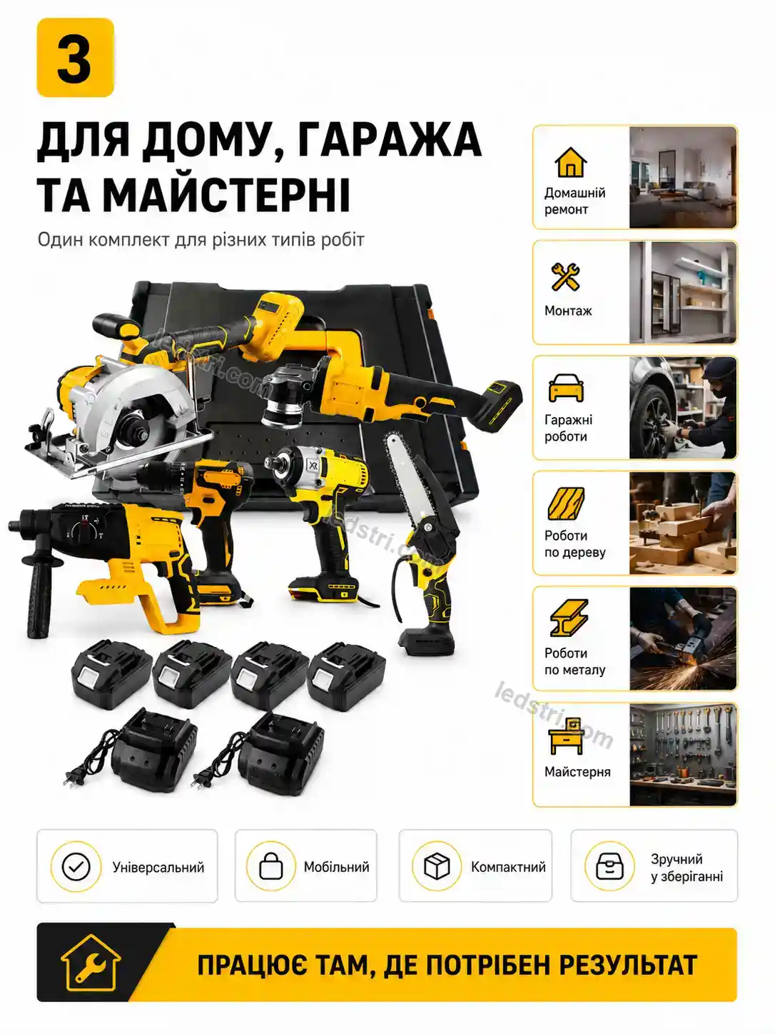 🔧 Набір акумуляторних інструментів Nordi Lite Calm - деталі