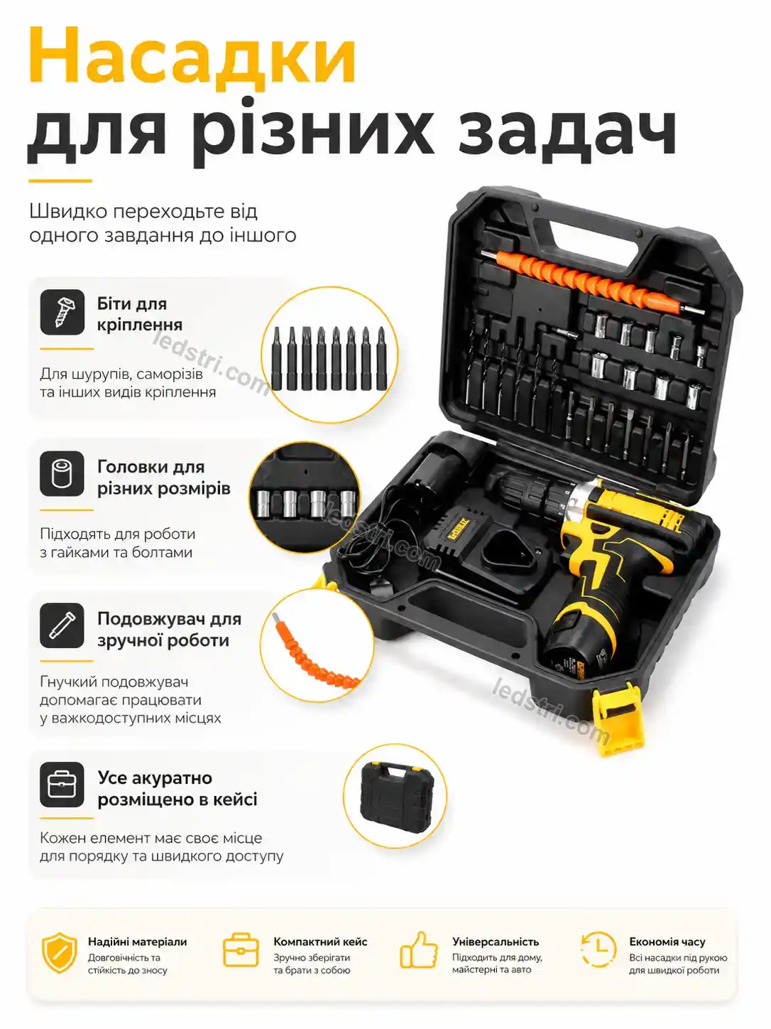 🔧 ️ шуруповерт у наборі слюсарного інструменту, жовтий Brisk Wave Bright - використання