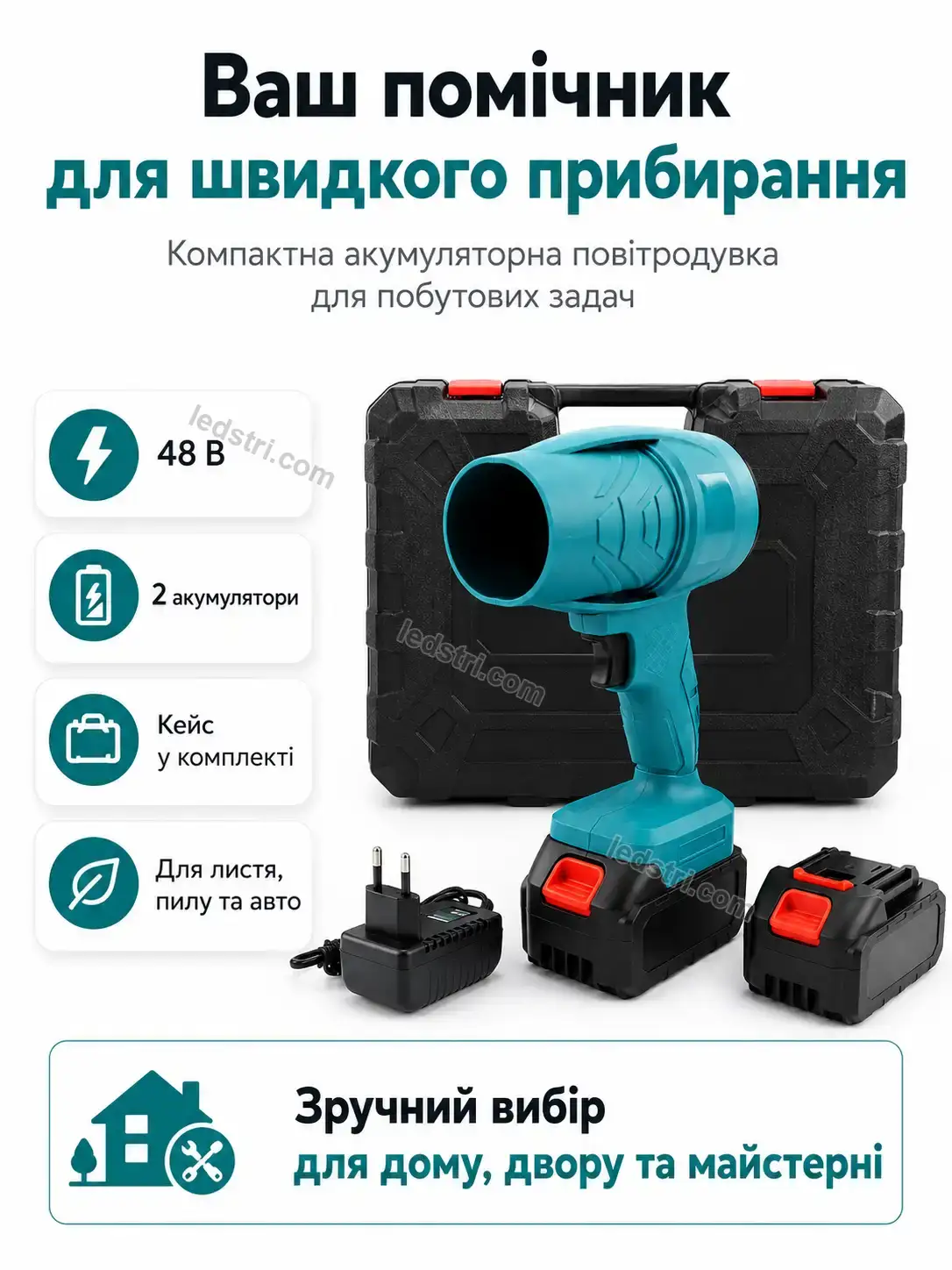 🔋 Акумуляторна воздуходувка-ветродуйка у кейсі Nordi Mini Bright