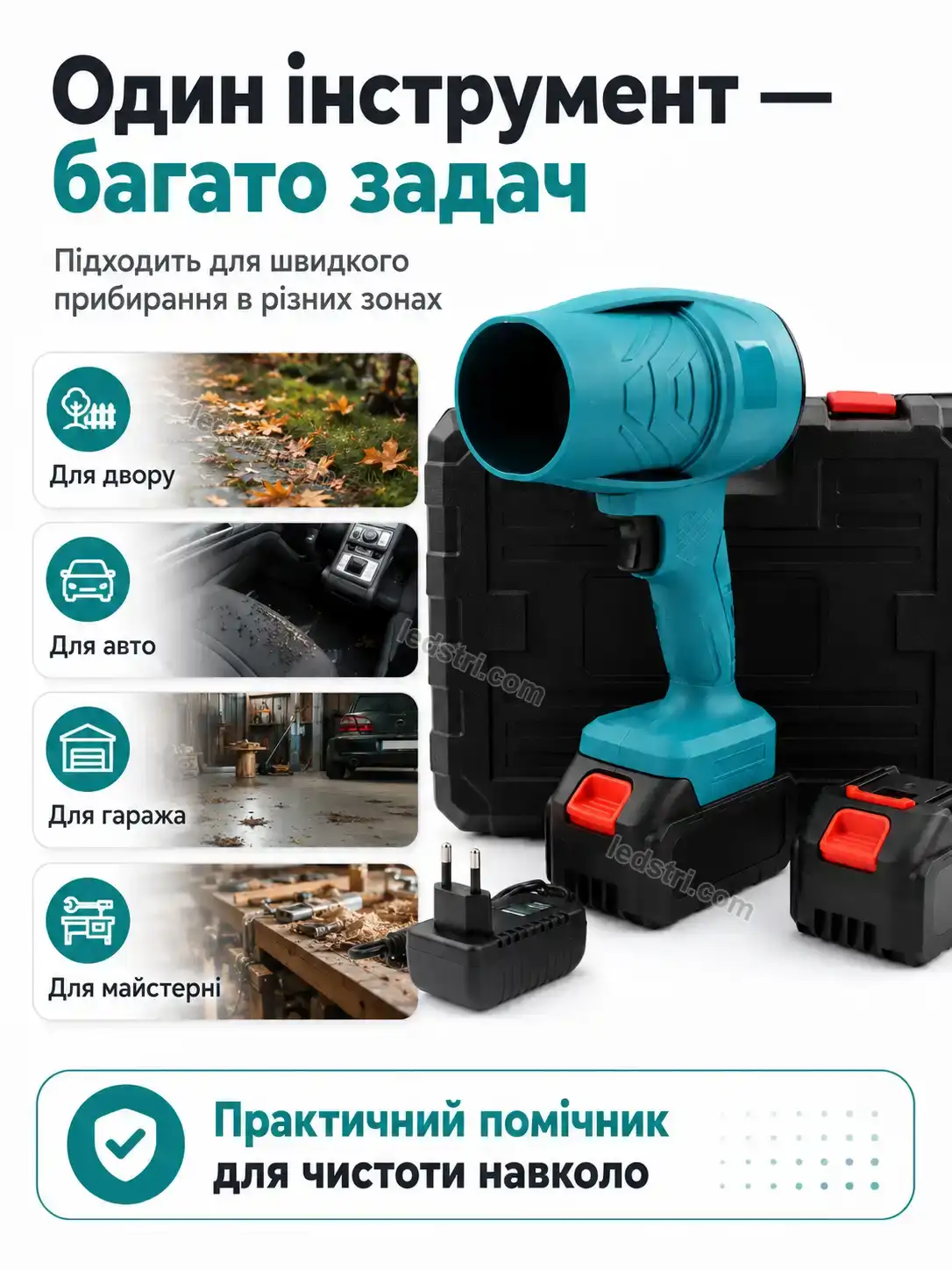 🔋 Акумуляторна воздуходувка-ветродуйка у кейсі Nordi Mini Bright - фото