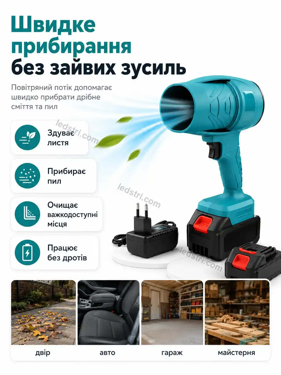 🔋 Акумуляторна воздуходувка-ветродуйка у кейсі Nordi Mini Bright - фото