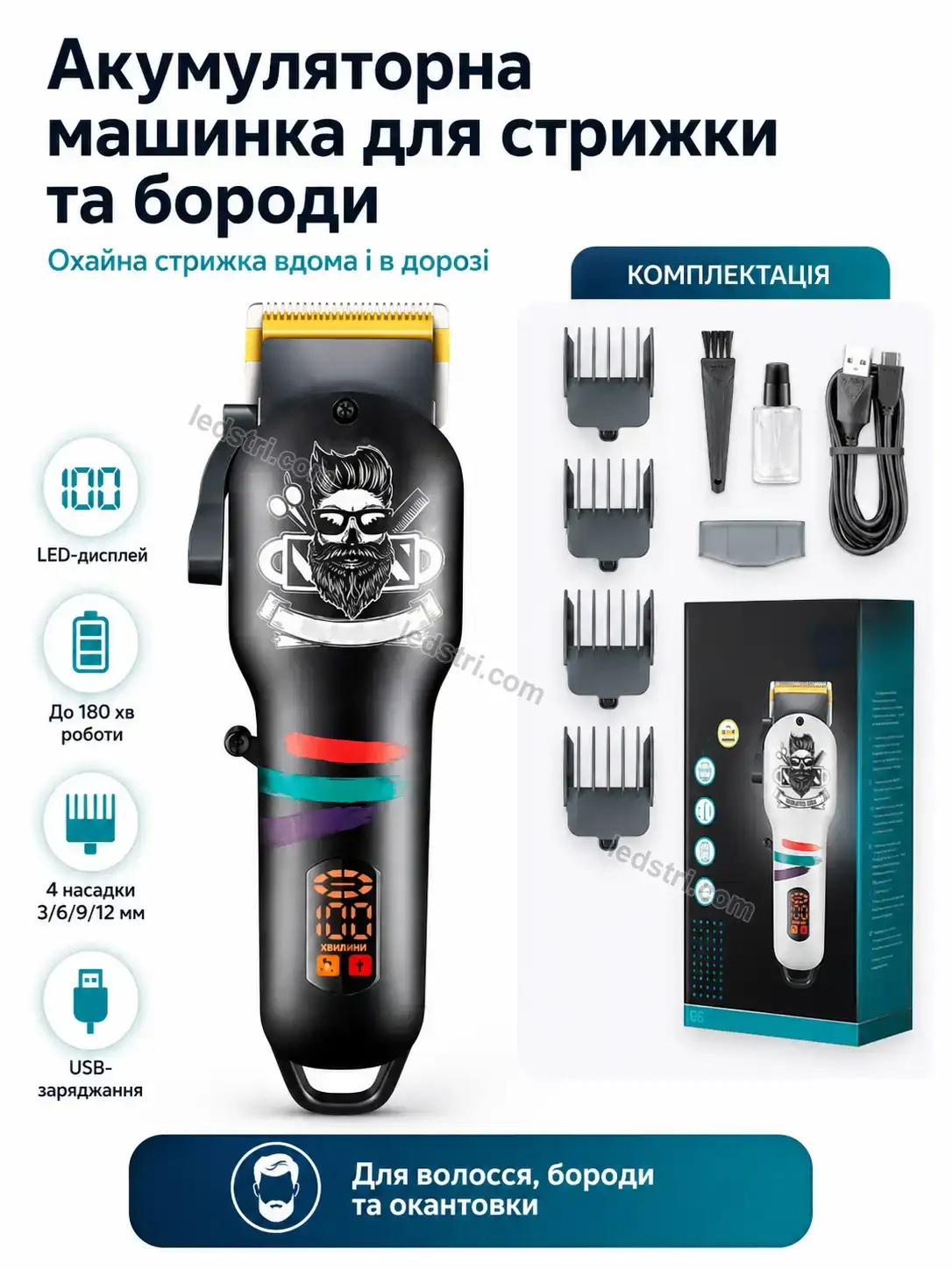 🔋 ✂️ акумуляторна тример з дисплеєм Brisk Fresh Bright