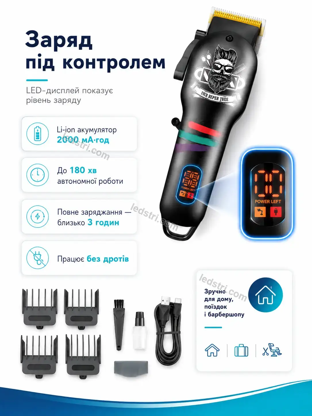 🔋 ✂️ акумуляторна тример з дисплеєм Brisk Fresh Bright