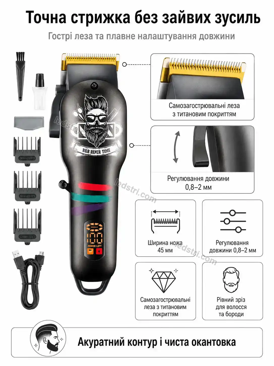 🔋 ✂️ акумуляторна тример з дисплеєм Brisk Fresh Bright - деталі