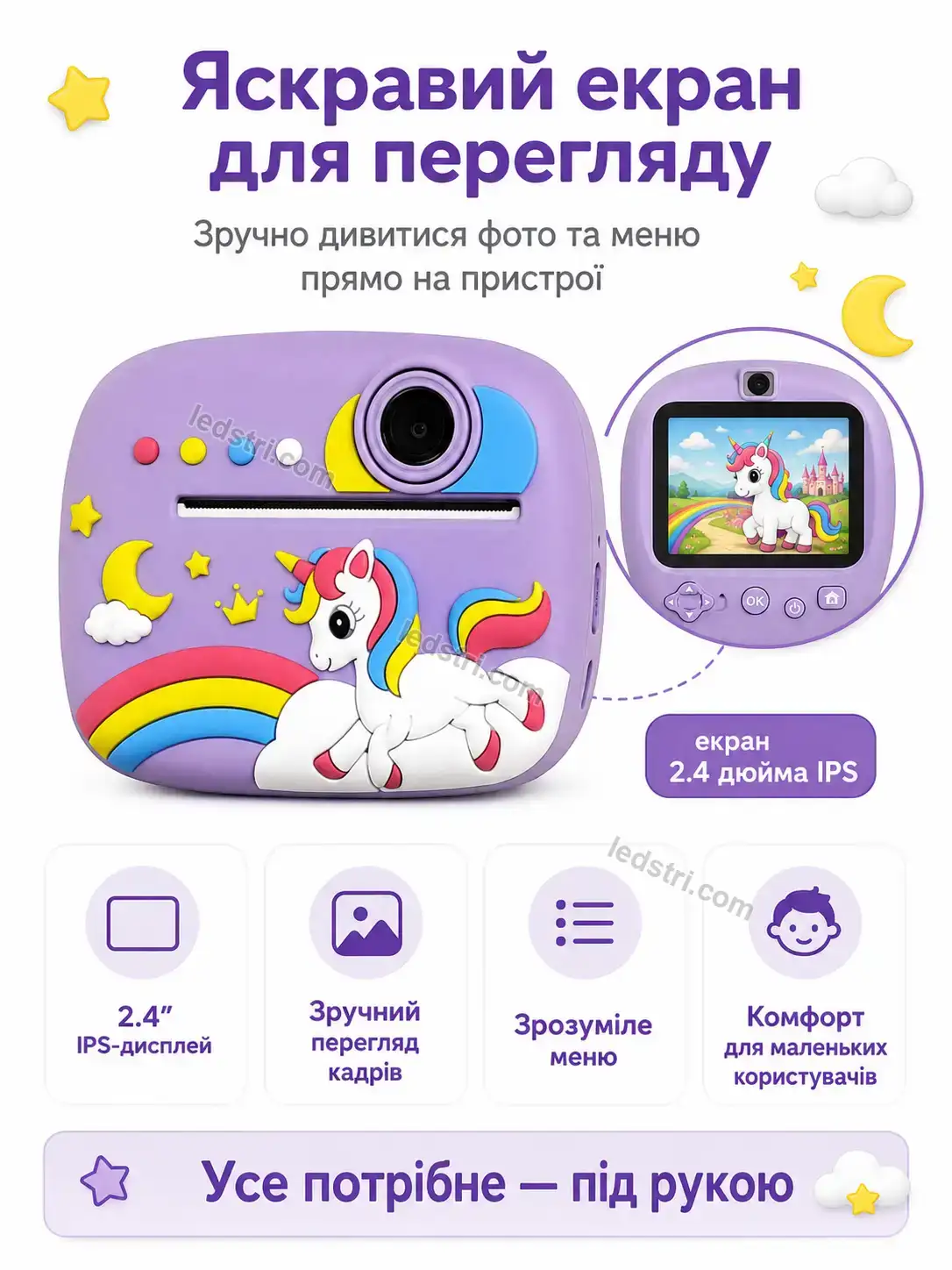 ✨ Дитячий фотоапарат єдиноріг Brisk Care Bright - використання