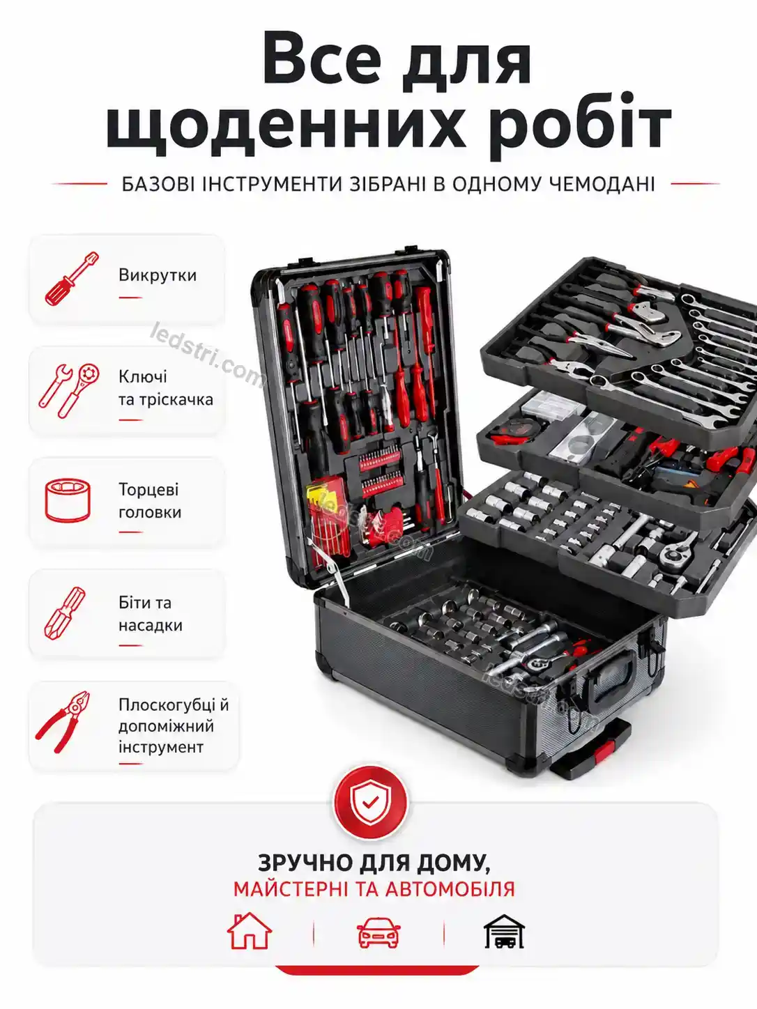 🔧 Набір інструментів 408 предметів у валізі з тріскачкою Pulse Glow Calm