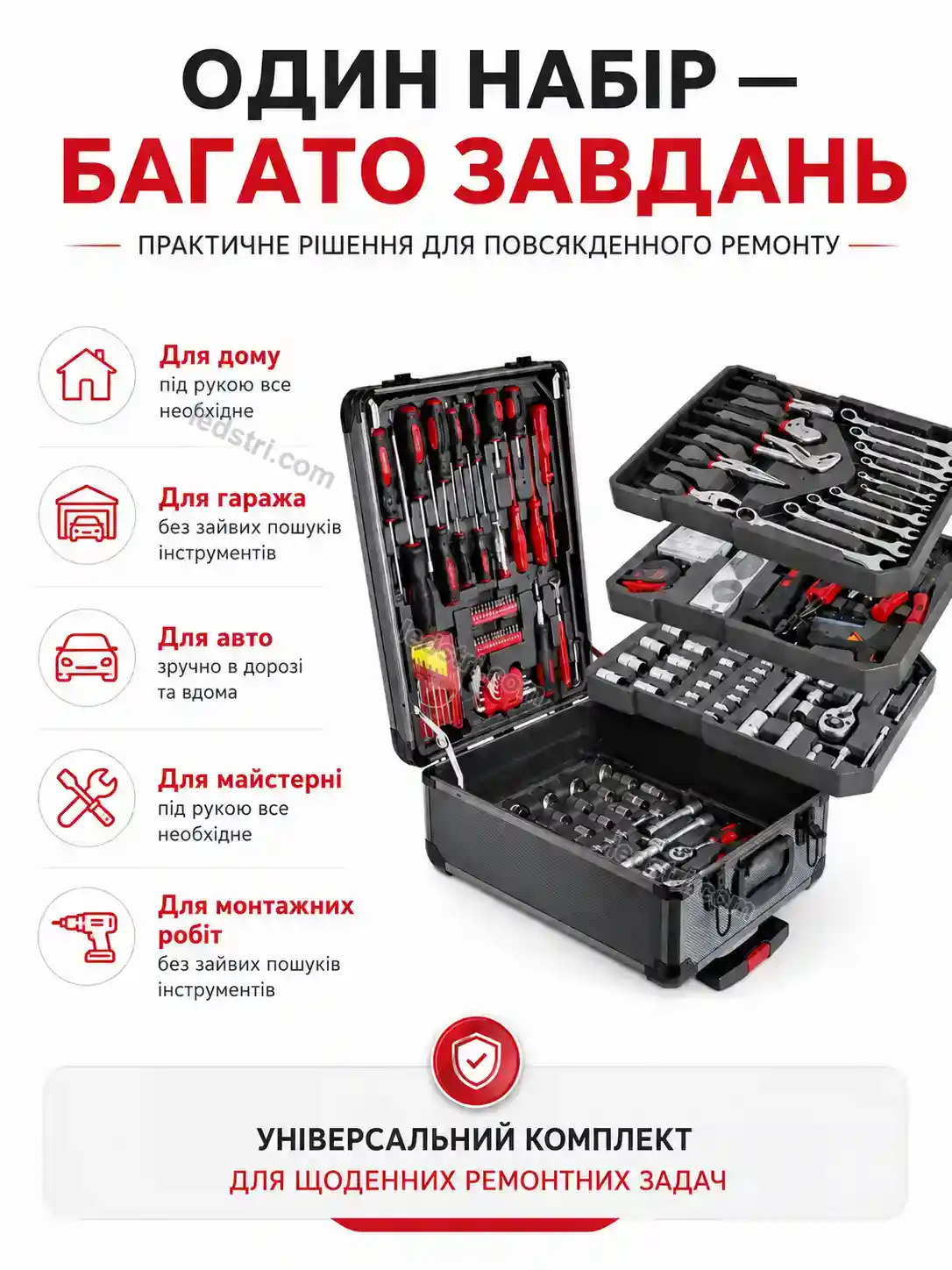 🔧 Набір інструментів 408 предметів у валізі з тріскачкою Brisk Fresh Calm - деталі
