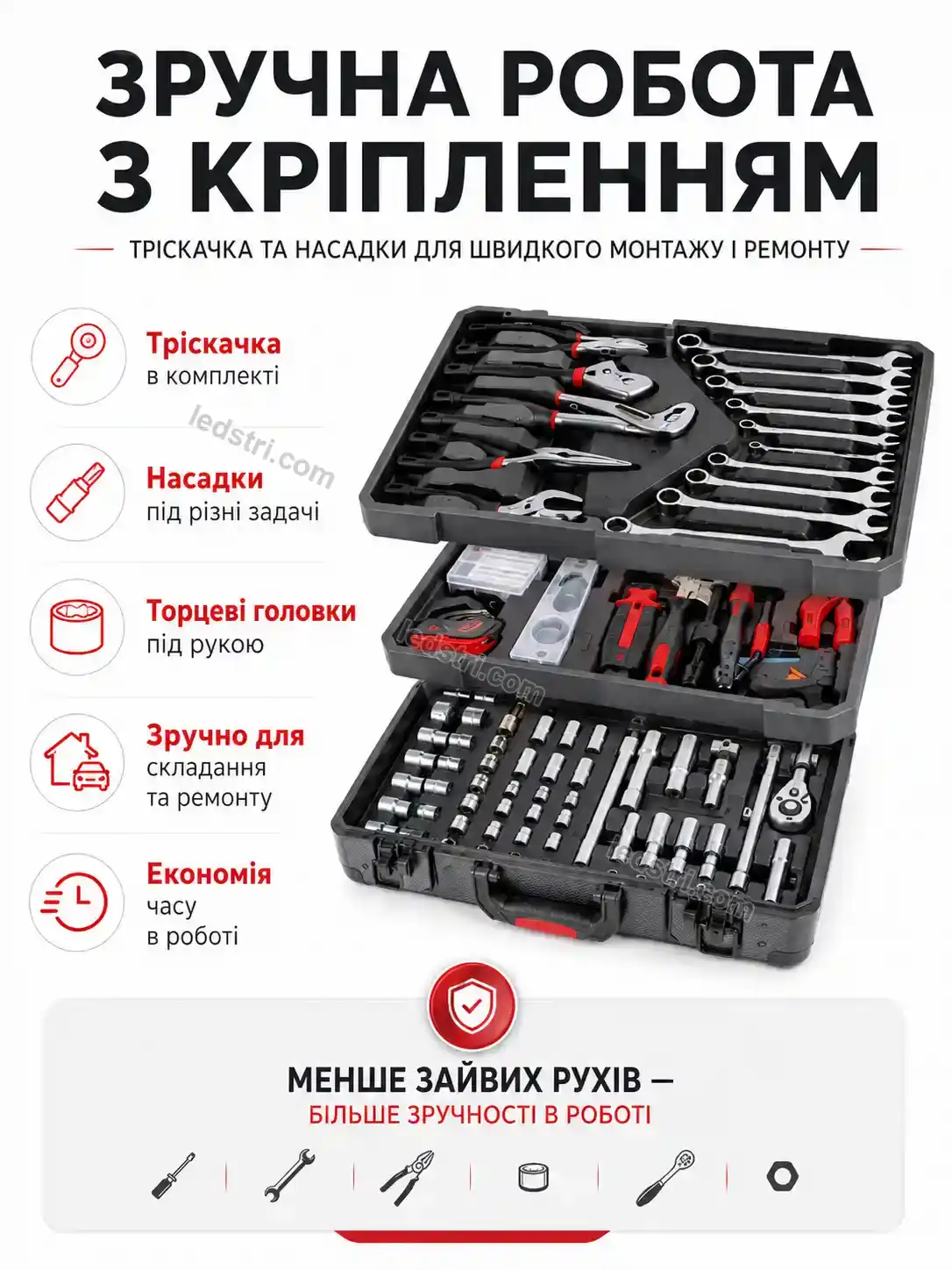 🔧 Набір інструментів 408 предметів у валізі з тріскачкою Brisk Fresh Calm - фото