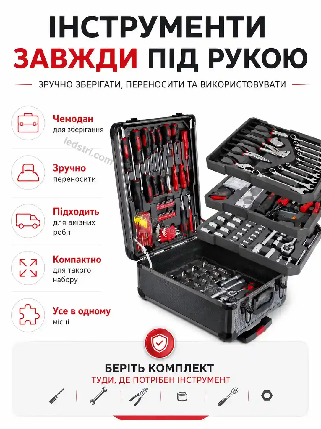 🔧 Набір інструментів 408 предметів у валізі з тріскачкою Brisk Fresh Calm - фото