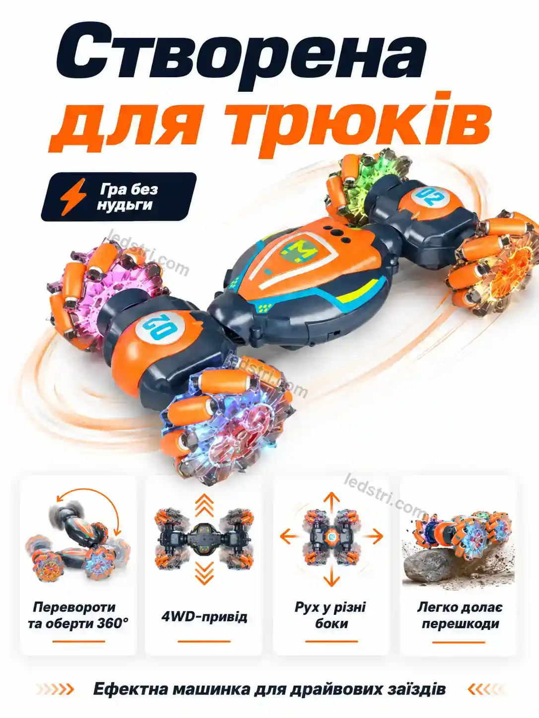💵 Машинка-перевертень 2 на радіоуправлінні Faino Mini Bright - деталі