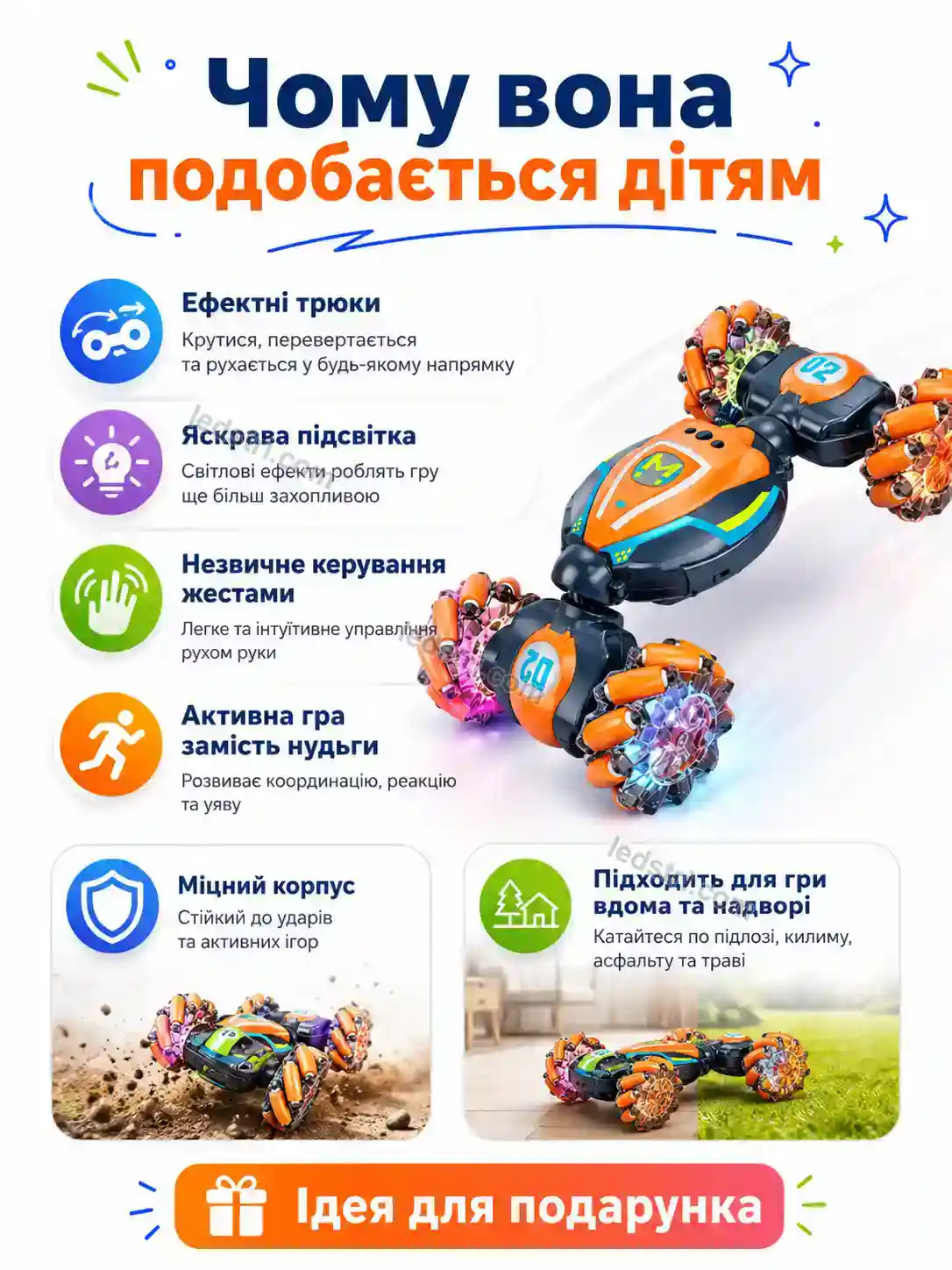 💵 Машинка-перевертень 2 на радіоуправлінні Faino Mini Bright - фото