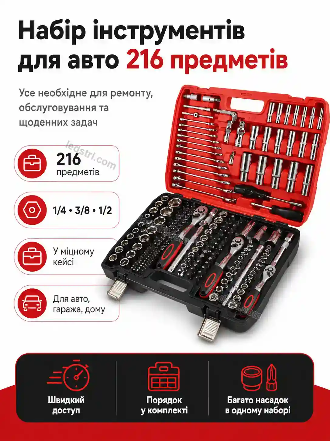 🔧 Набір інструментів для автомобіля 216 предметів Milo Go Calm
