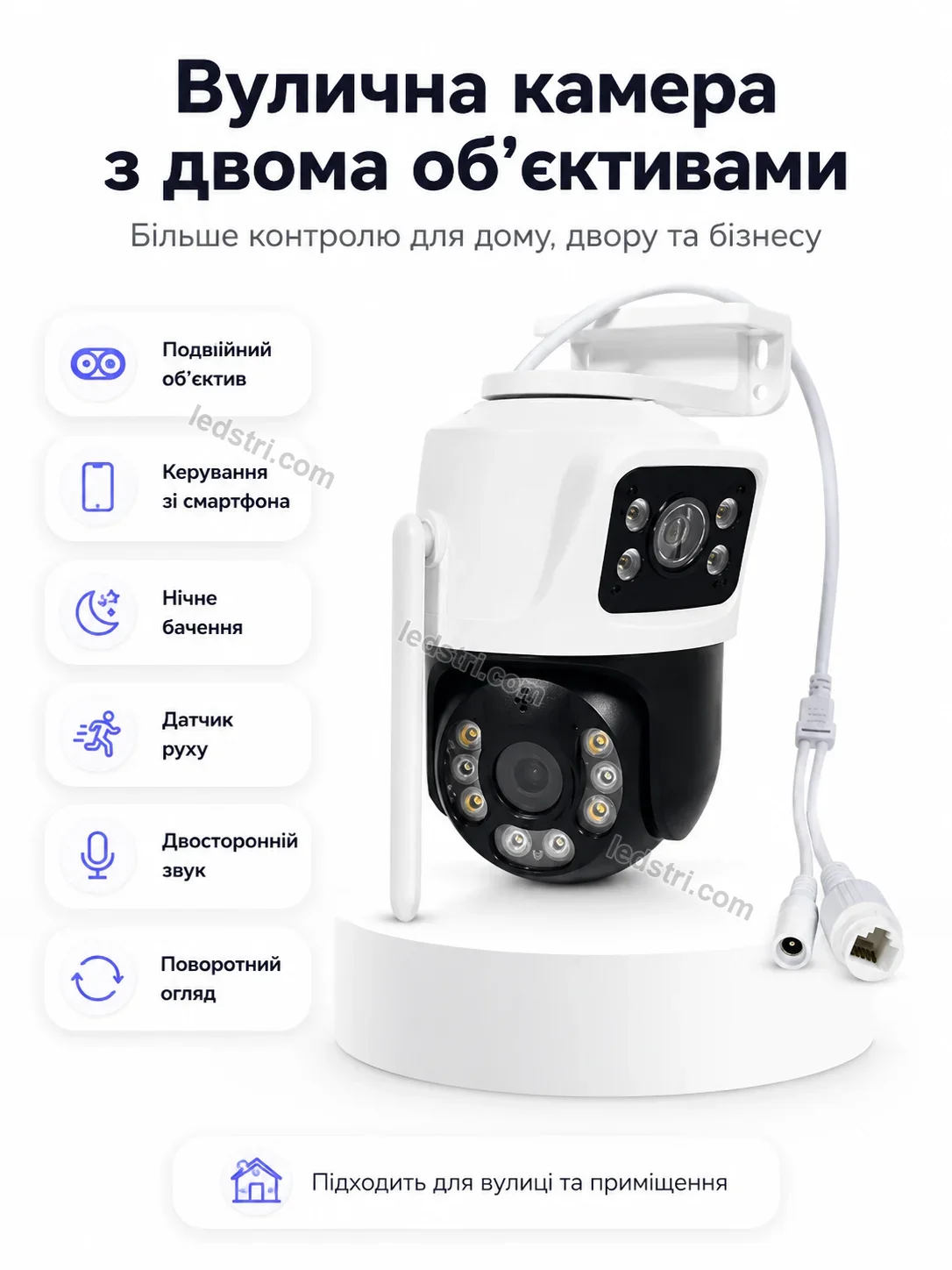 📷 Зовнішня камера відеоспостереження з двома об'єктивами Vento Go Bright