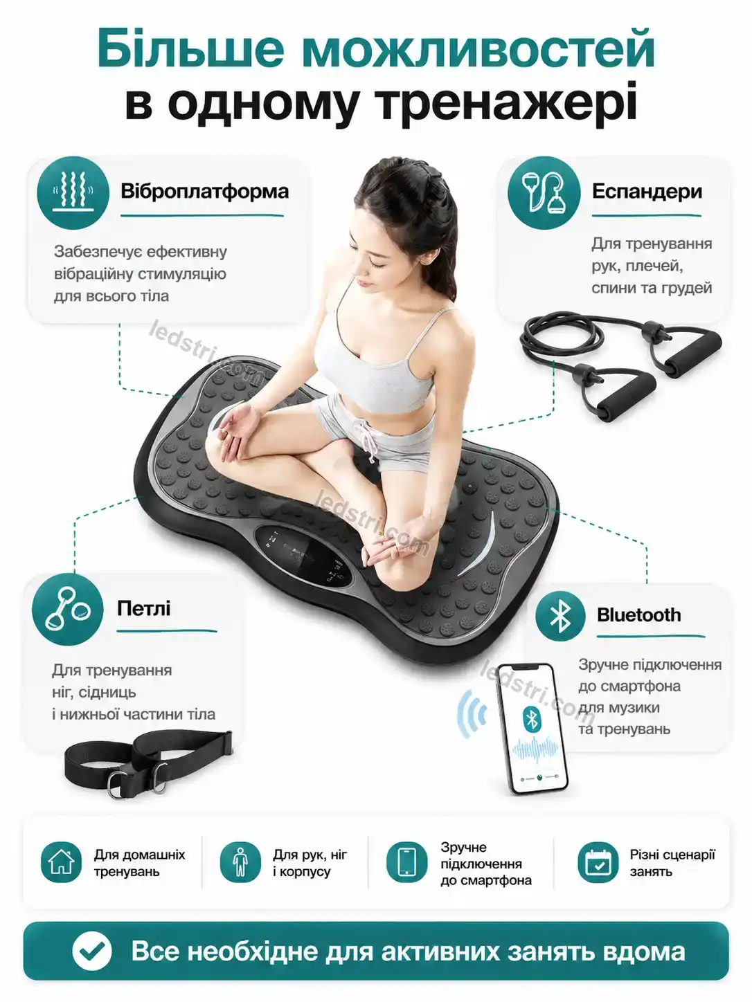 ✨ Віброплатформа для фітнесу з еспандерами та Pulse Fresh Calm - деталі