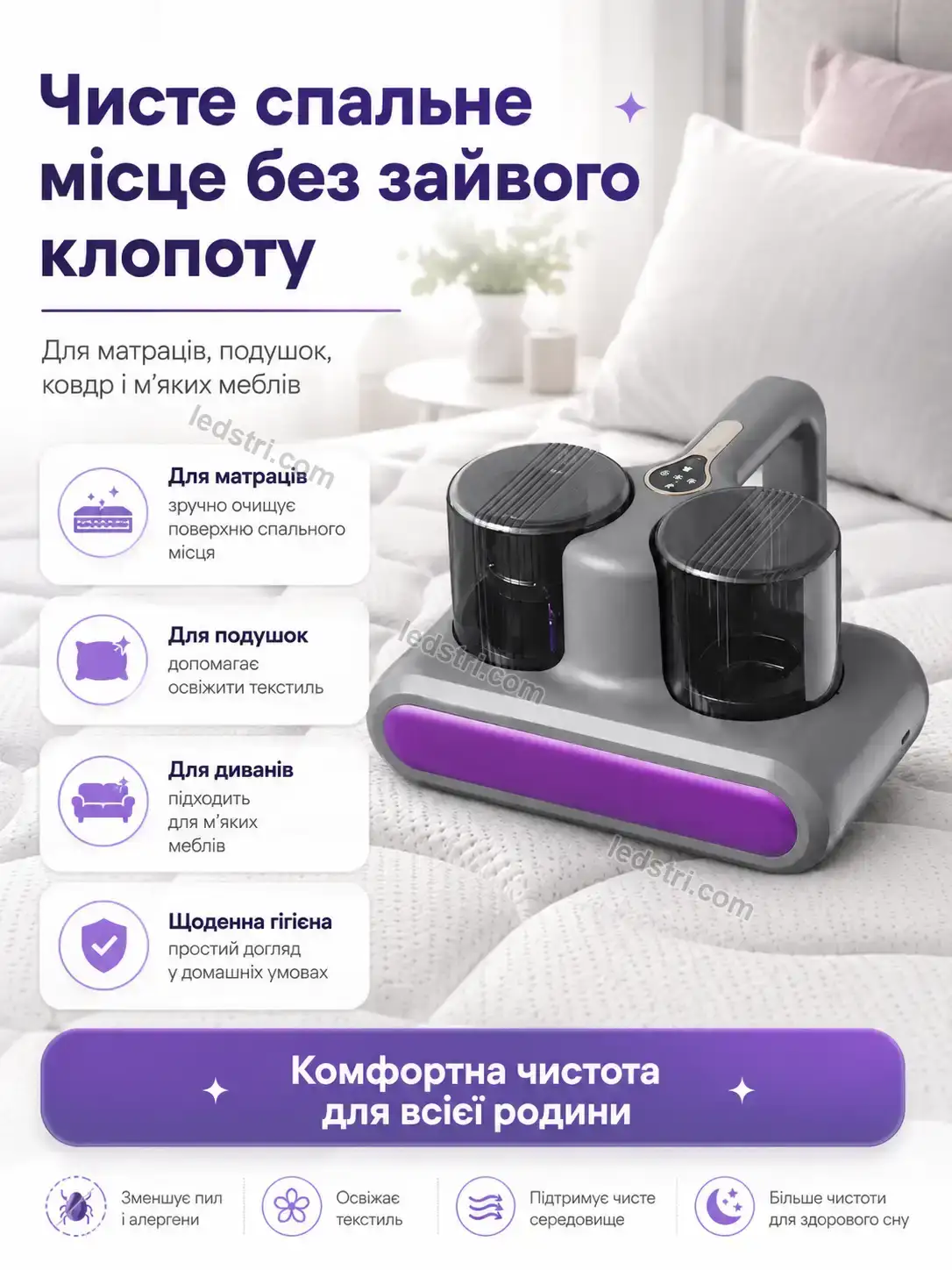 🧹 ️ бездротовий пилосос для видалення пилових кліщів Vento Fresh Bright