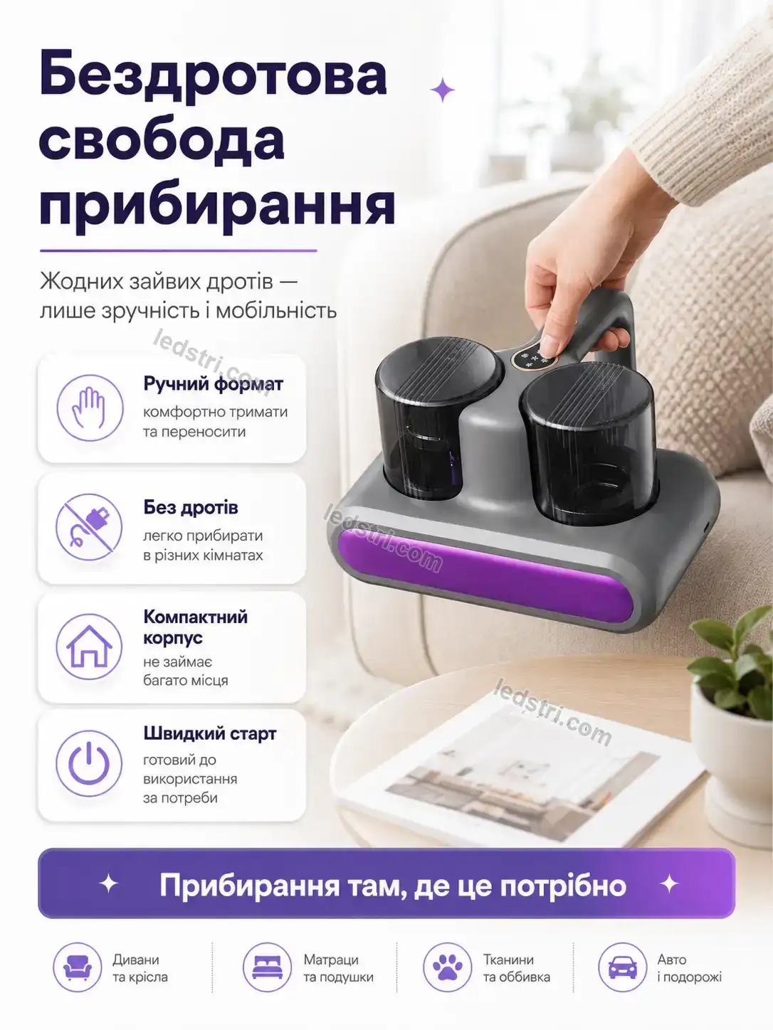 🧹 ️ бездротовий пилосос для видалення пилових кліщів Vento Fresh Bright - використання