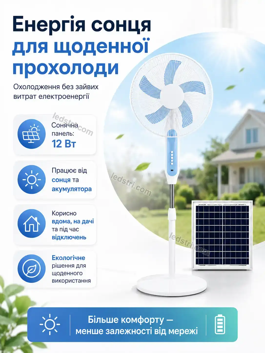 ✨ Підлоговий вентилятор із сонячною панеллю Nordi Go Calm