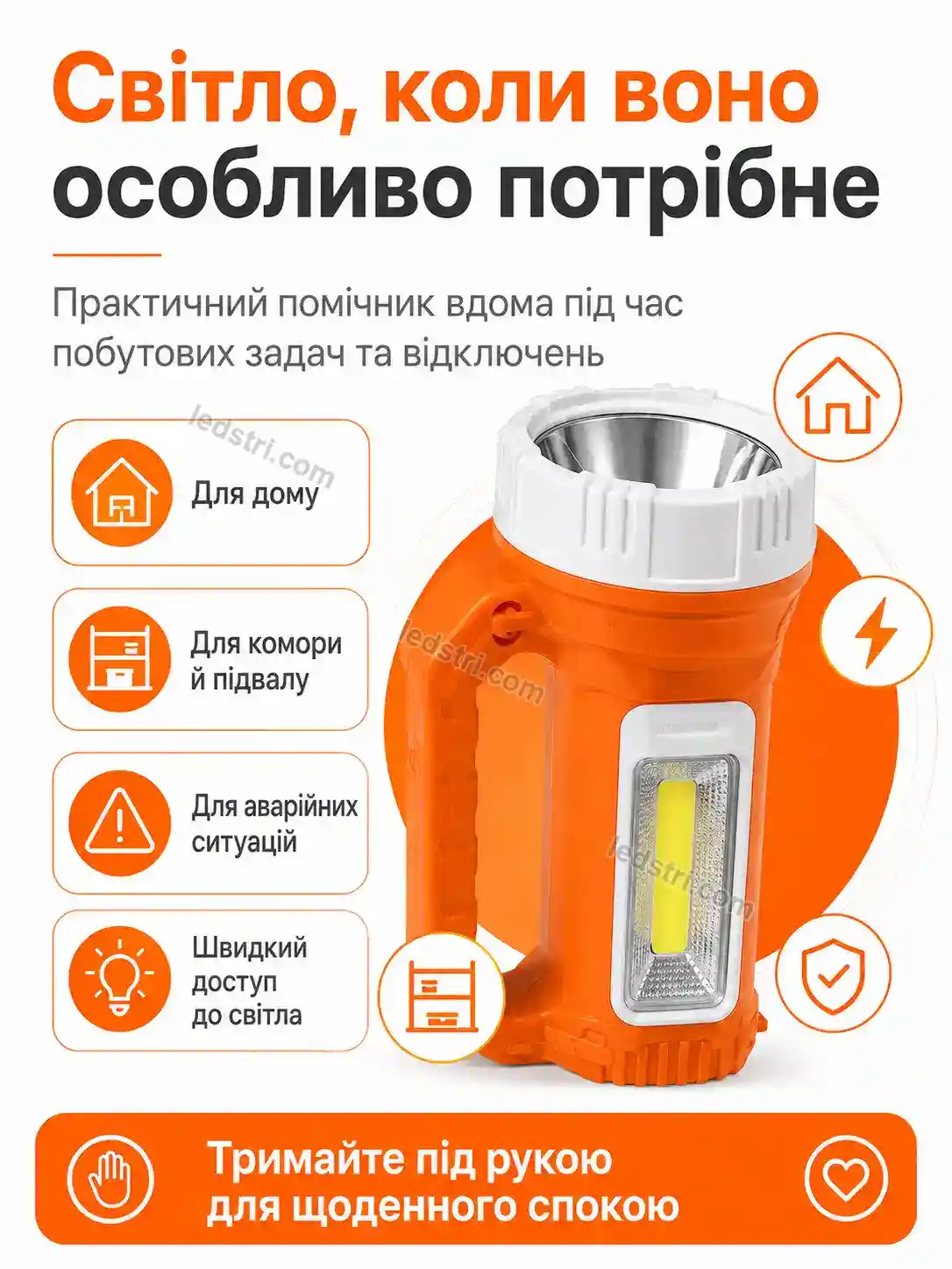 ✨ Ліхтар-прожектор для дому, гаража та відпочинку Milo Mini Bright - деталі
