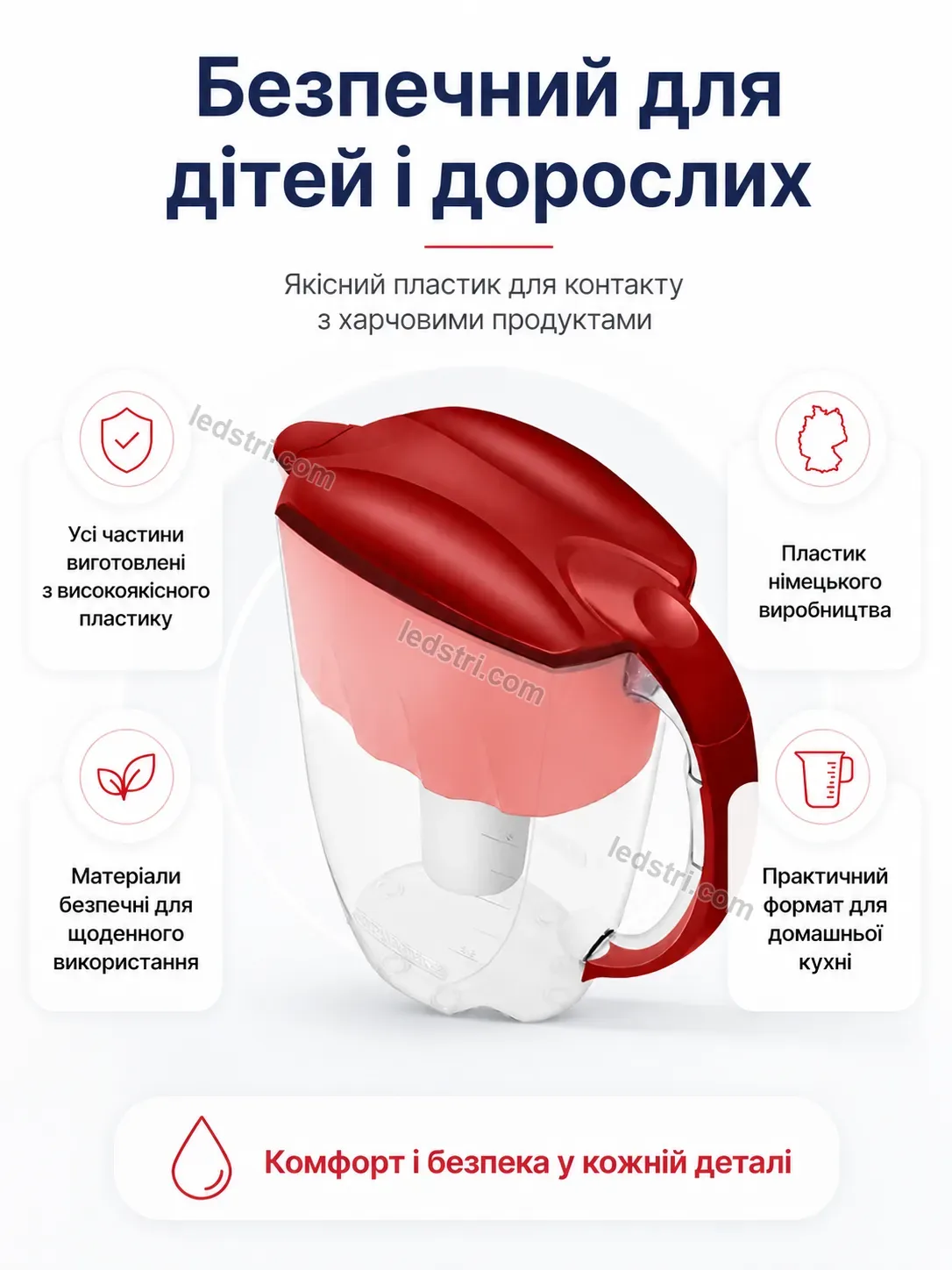✨ Глек аквафор ідеал рубін Rondo Home Kind - деталі