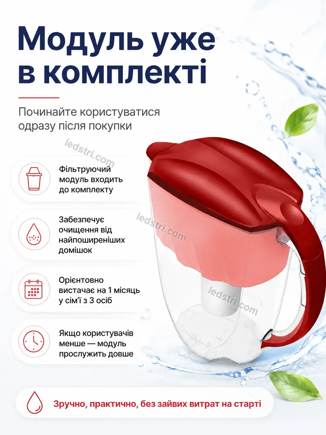 ✨ Глек аквафор ідеал рубін Rondo Home Kind - використання