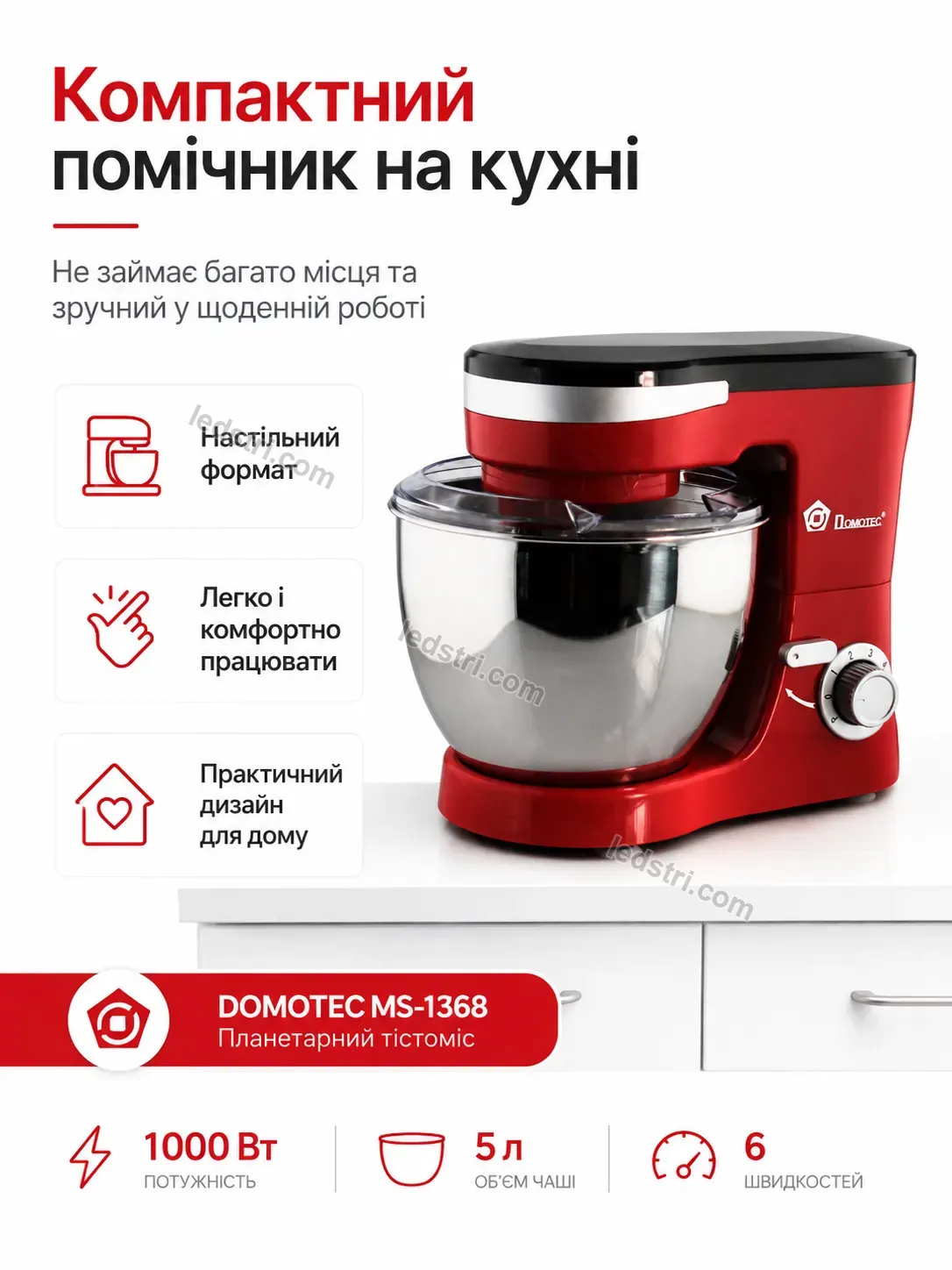 ✨ Міксер планетарний тістоміс Milo Glow Calm - деталі