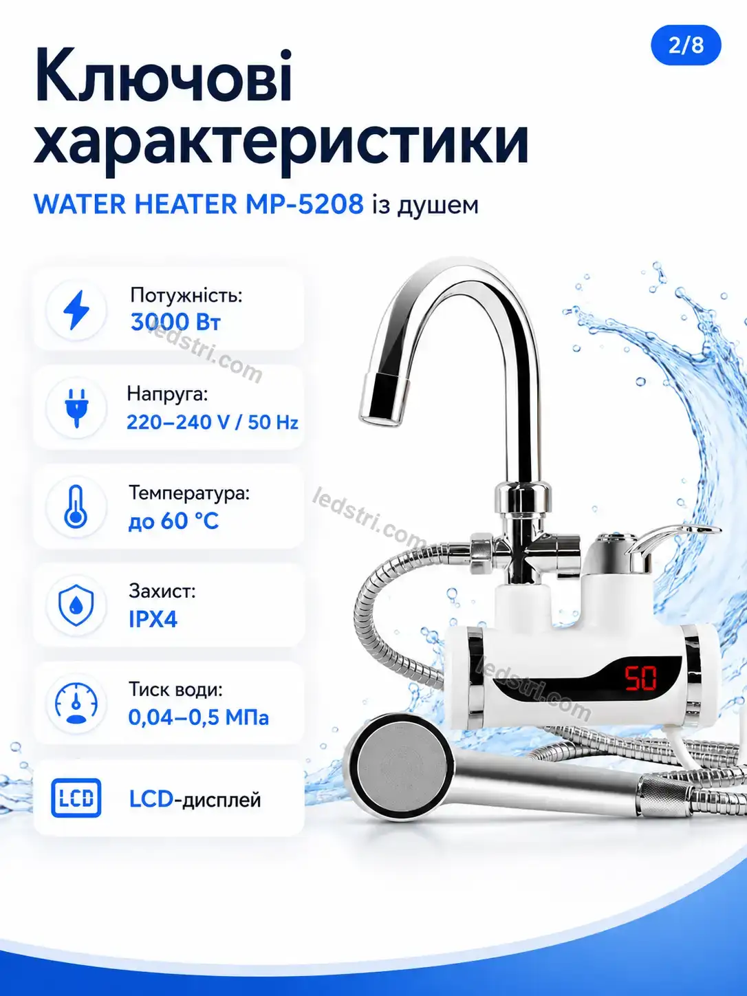 ✨ Водонагрівач із душем Vento Wave Kind