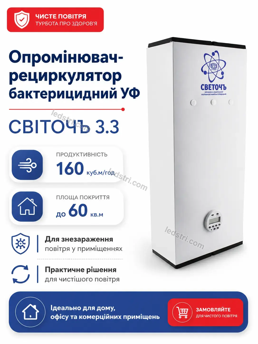 🌬️ Опромінювач рециркулятор бактерицидний уф Spark Lite Calm