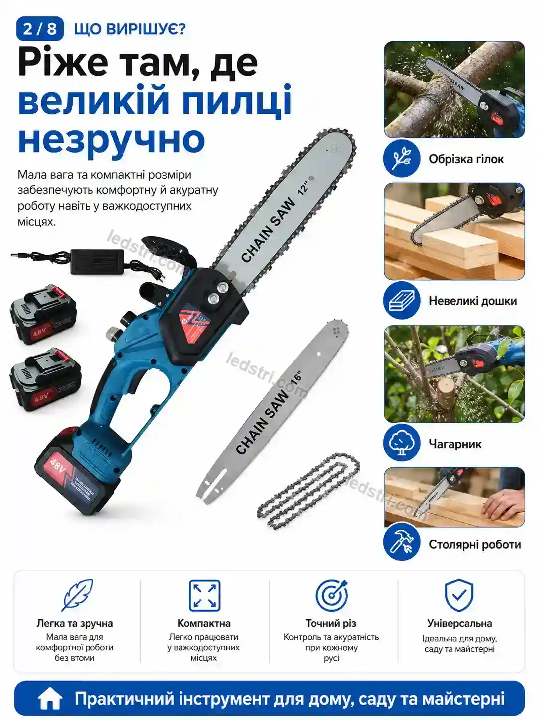 🔋 Акумуляторна ланцюгова пилка Rondo Go Bright