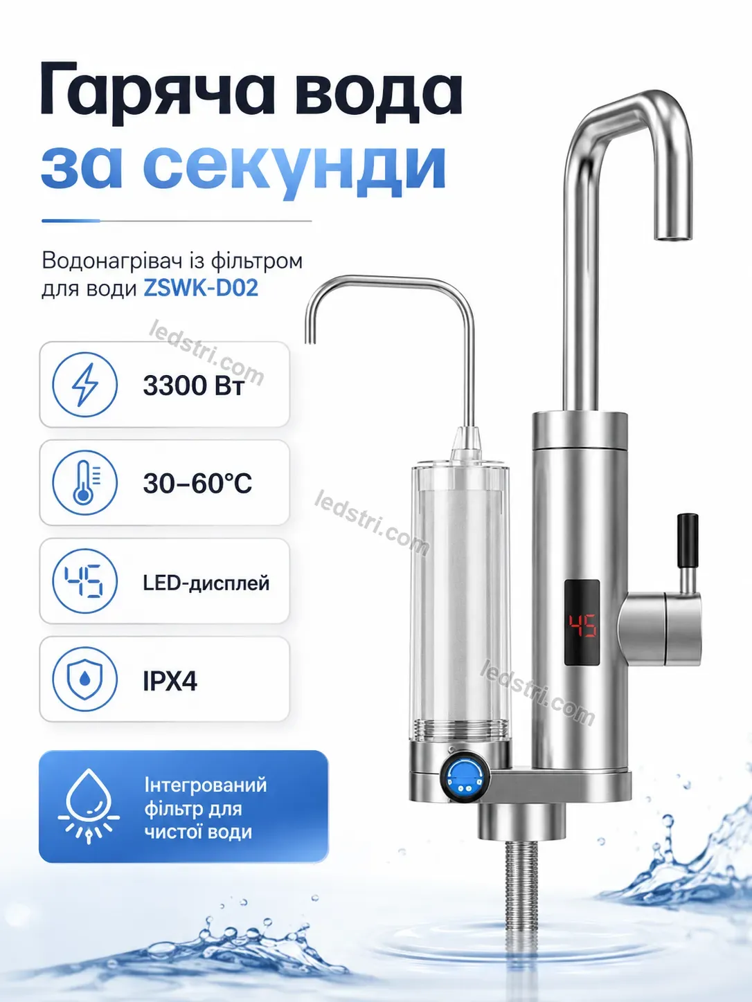 ✨ Водонагрівач із фільтром для Brisk Easy Bright