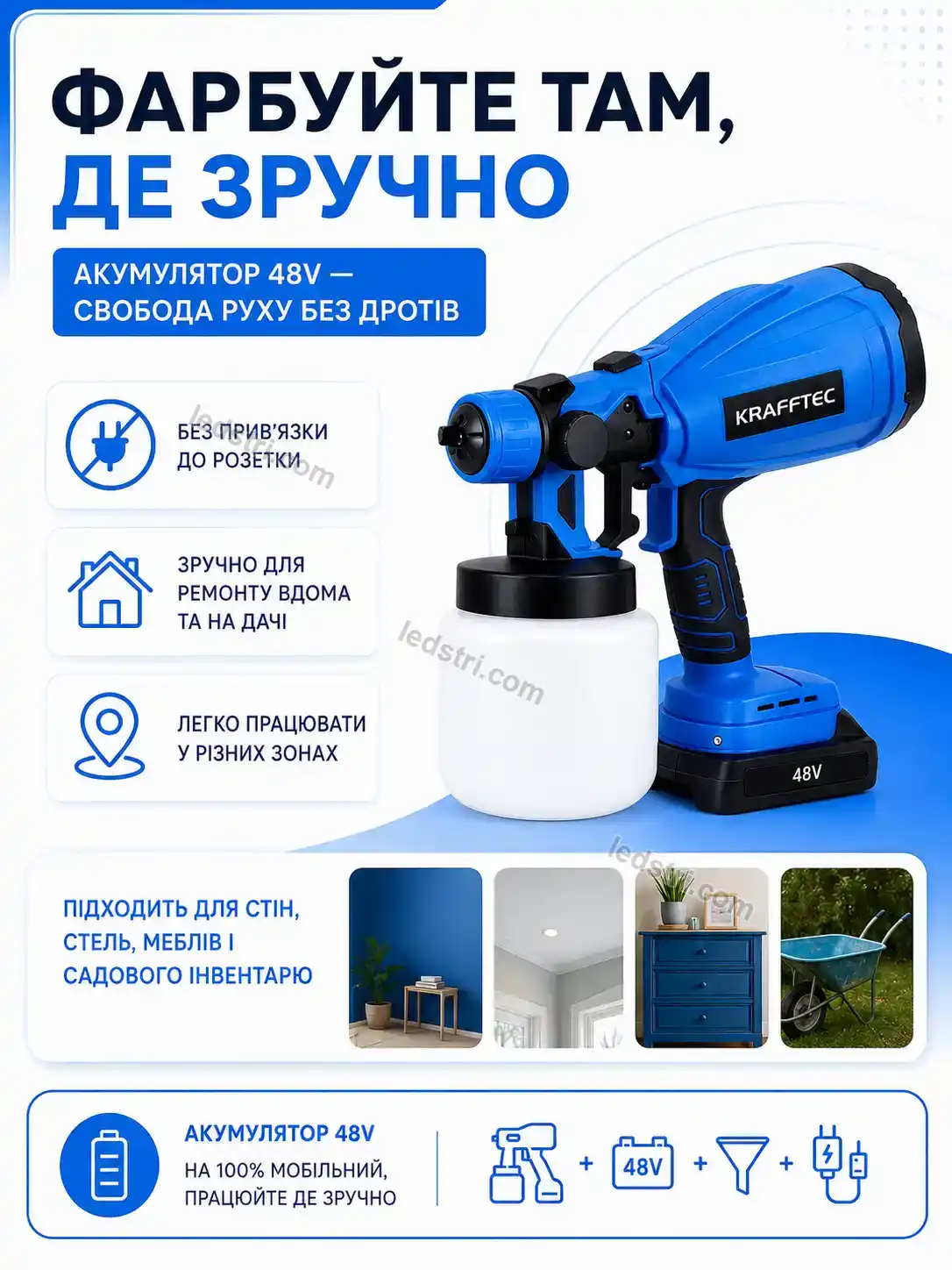 🔋 Акумуляторний фарбопульт Terra Go Soft