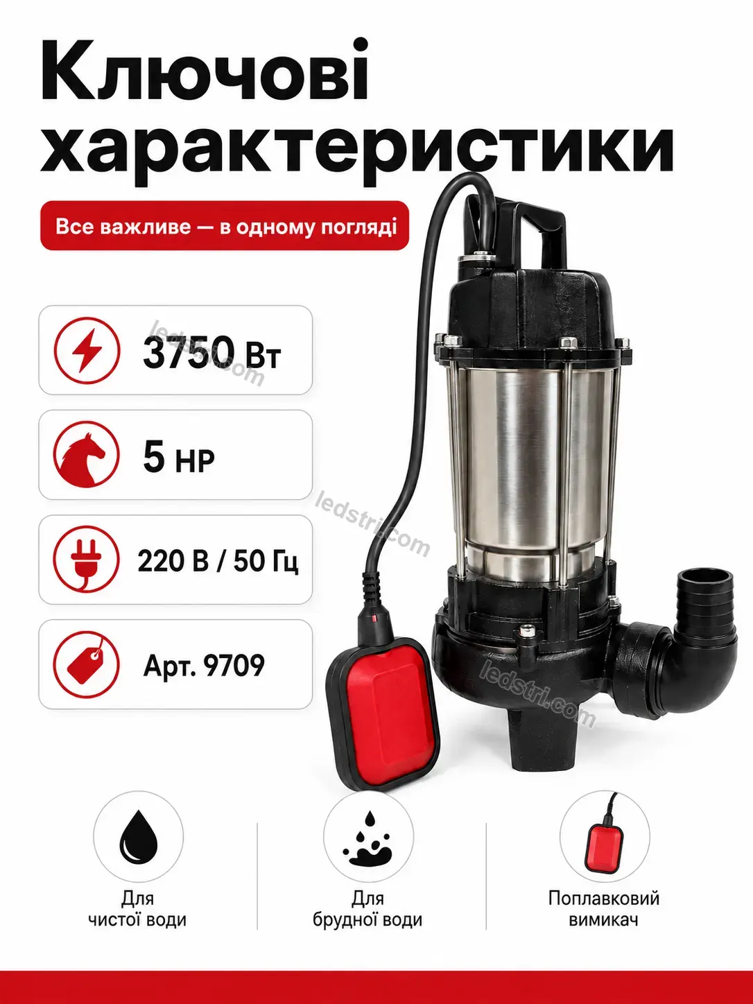✨ Каналізаційний насос для чистої та брудної води Vento Mini Calm - деталі