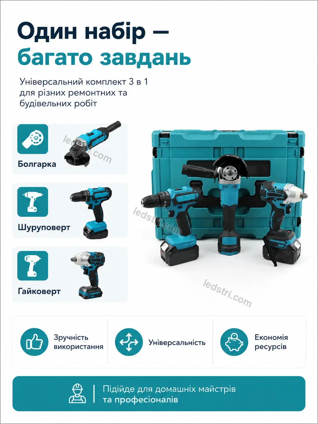 🔧 Набір акумуляторних інструментів Milo Care Calm
