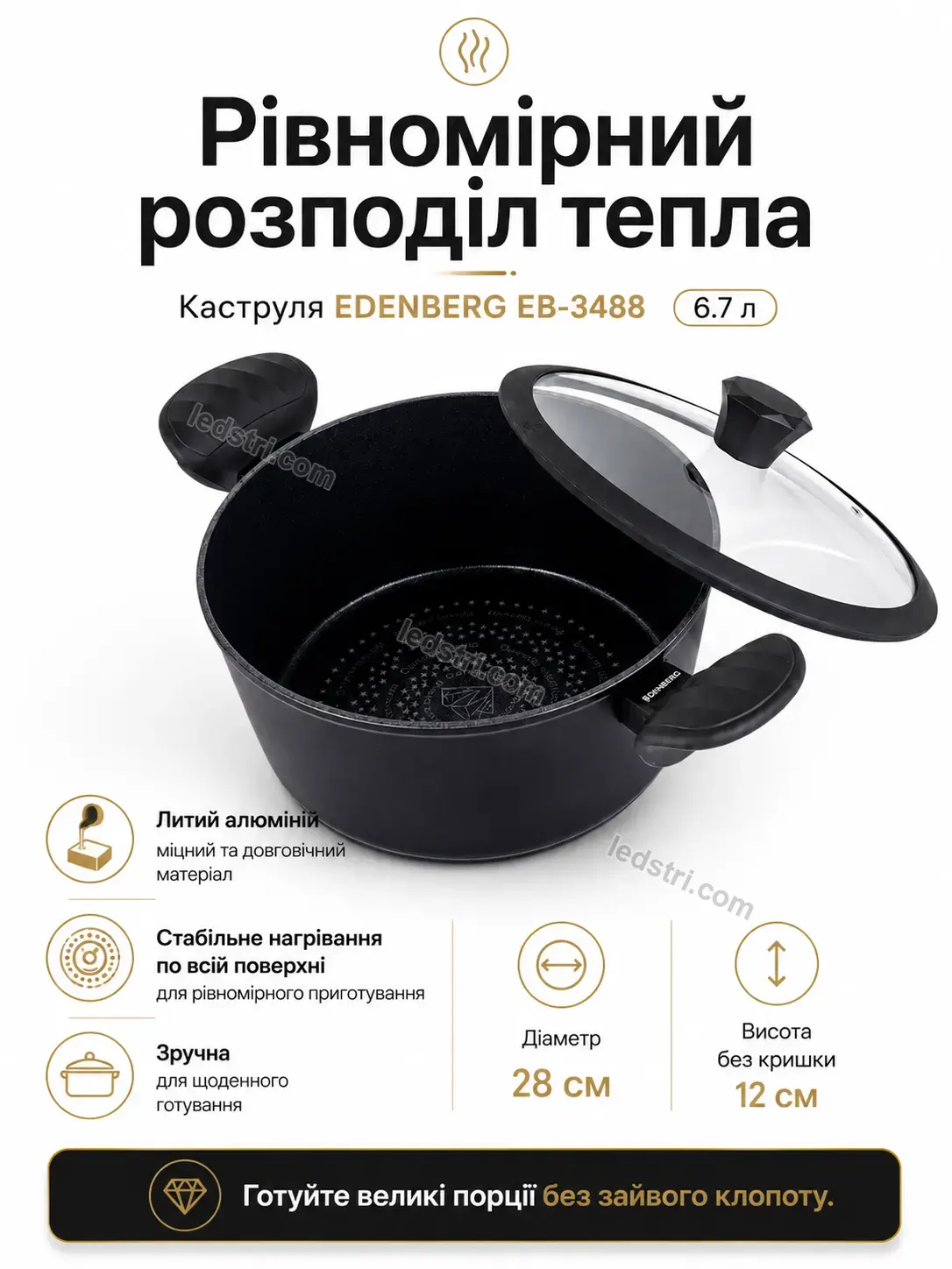🍲 Каструля алмазним антипригарним покриттям Pulse Go Soft
