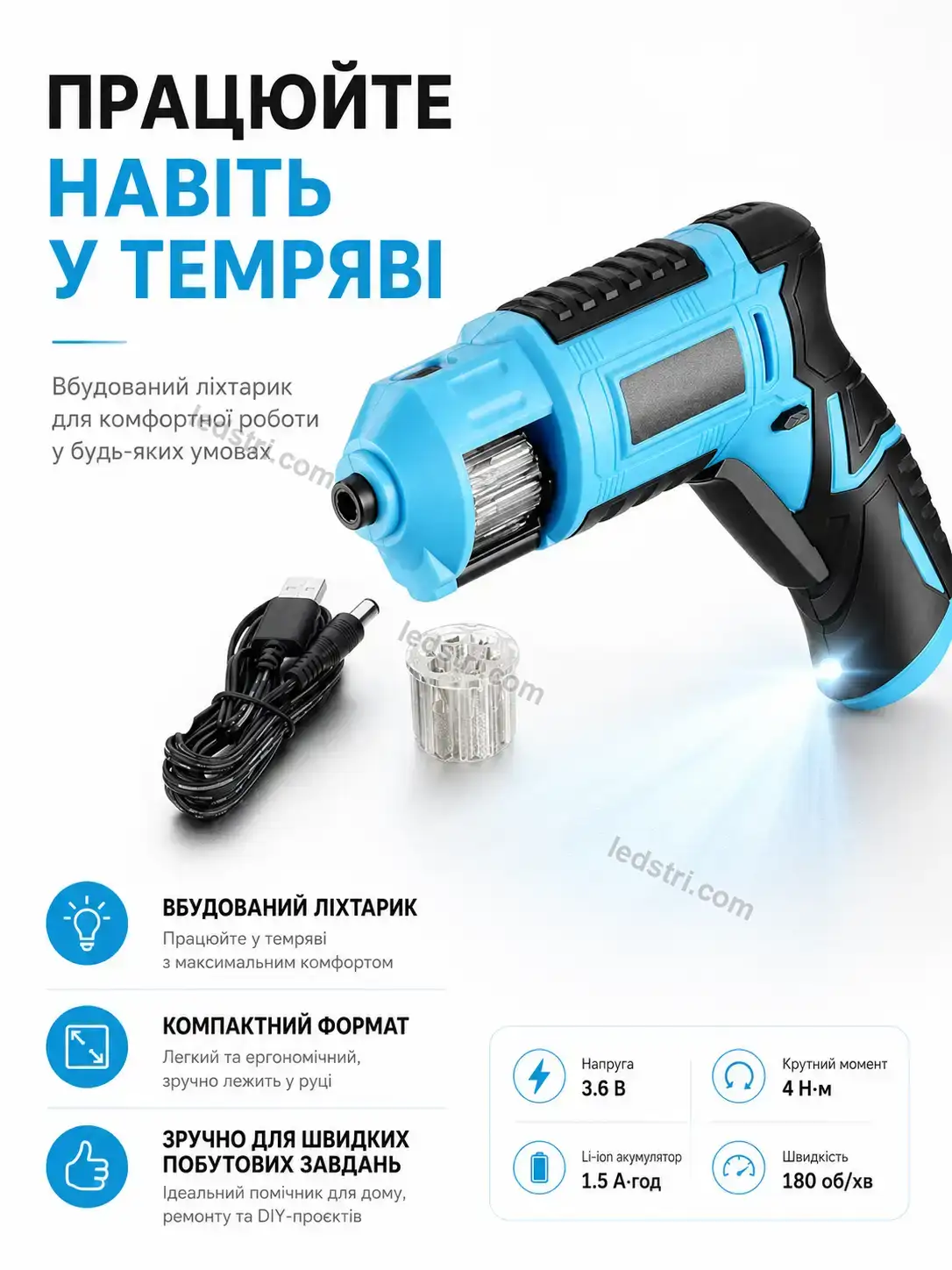 🔧 Шуруповерт Rondo Glow Urban - деталі
